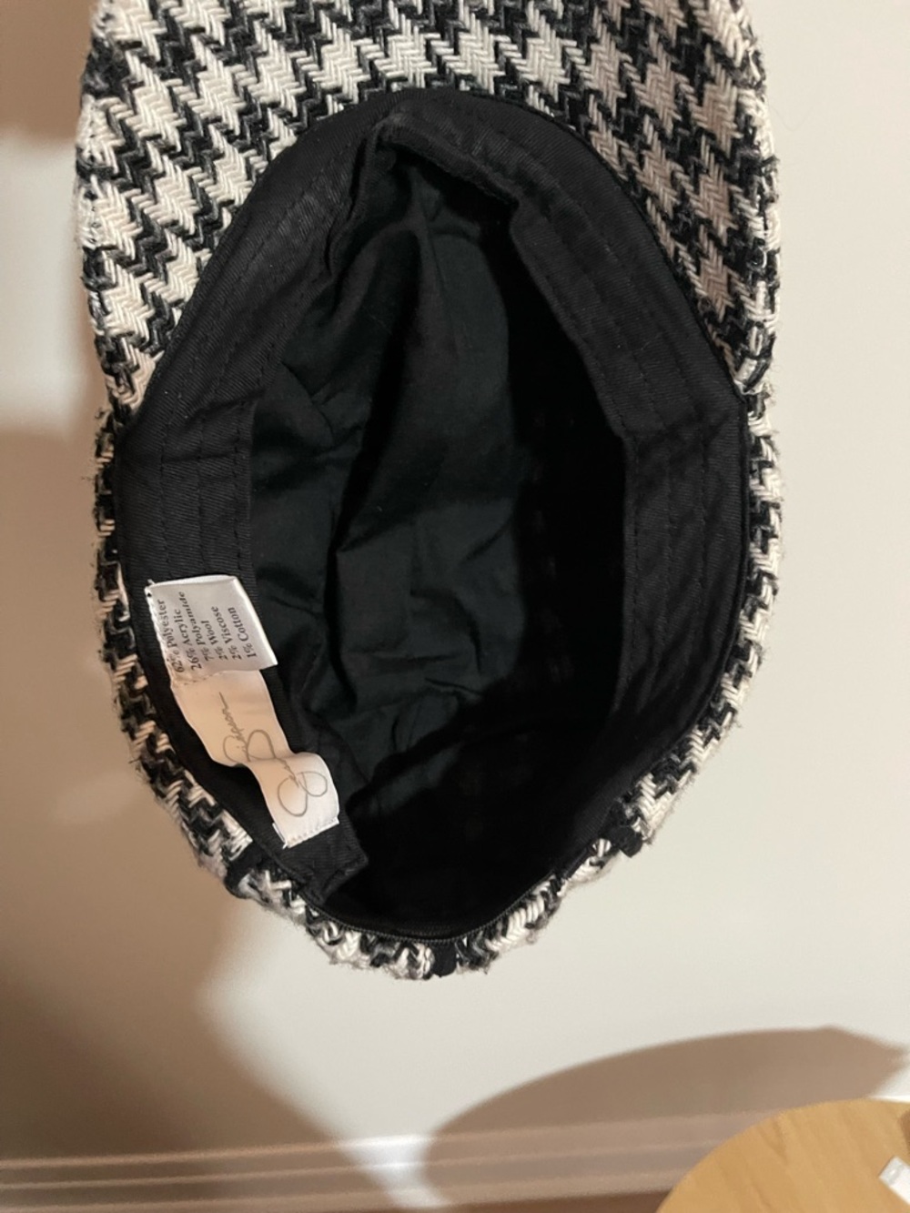 Black & White Houndstooth Baseball Cap - Women's Classic Cap - Picture 7 of 8